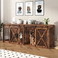 thumbnail image 1 of Nordee 94.5" XXXL Dog Crate Furniture for 2 Large Dogs, Heavy Duty Double Dog Cage Extra Large Breed, 35.4" Tall Thick Wooden Dog Kennel TV Stand with Divider, Rustic Brown, 1 of 6