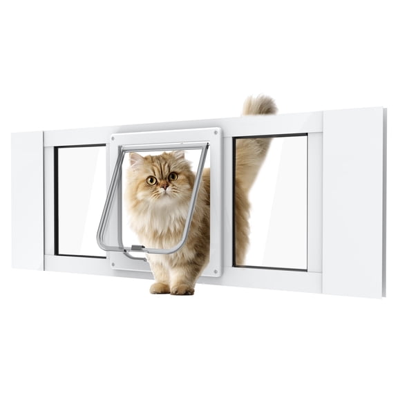 Nordee Aluminum Cat Door for Windows - Adjustable to Fit Window Width 28"-32", Quick-Fit Cat Door Window Insert, Magnetic Suction Design, Perfect for Cats,M