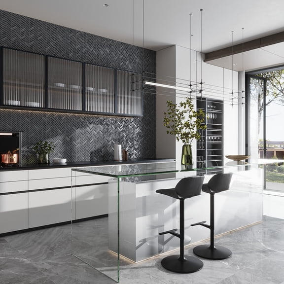 Nordel 11x11 in. Steel Black Matte Porcelain Herringbone Mosaic Wall and Floor Tile (5.88 sq ft/case, 7-Pack)