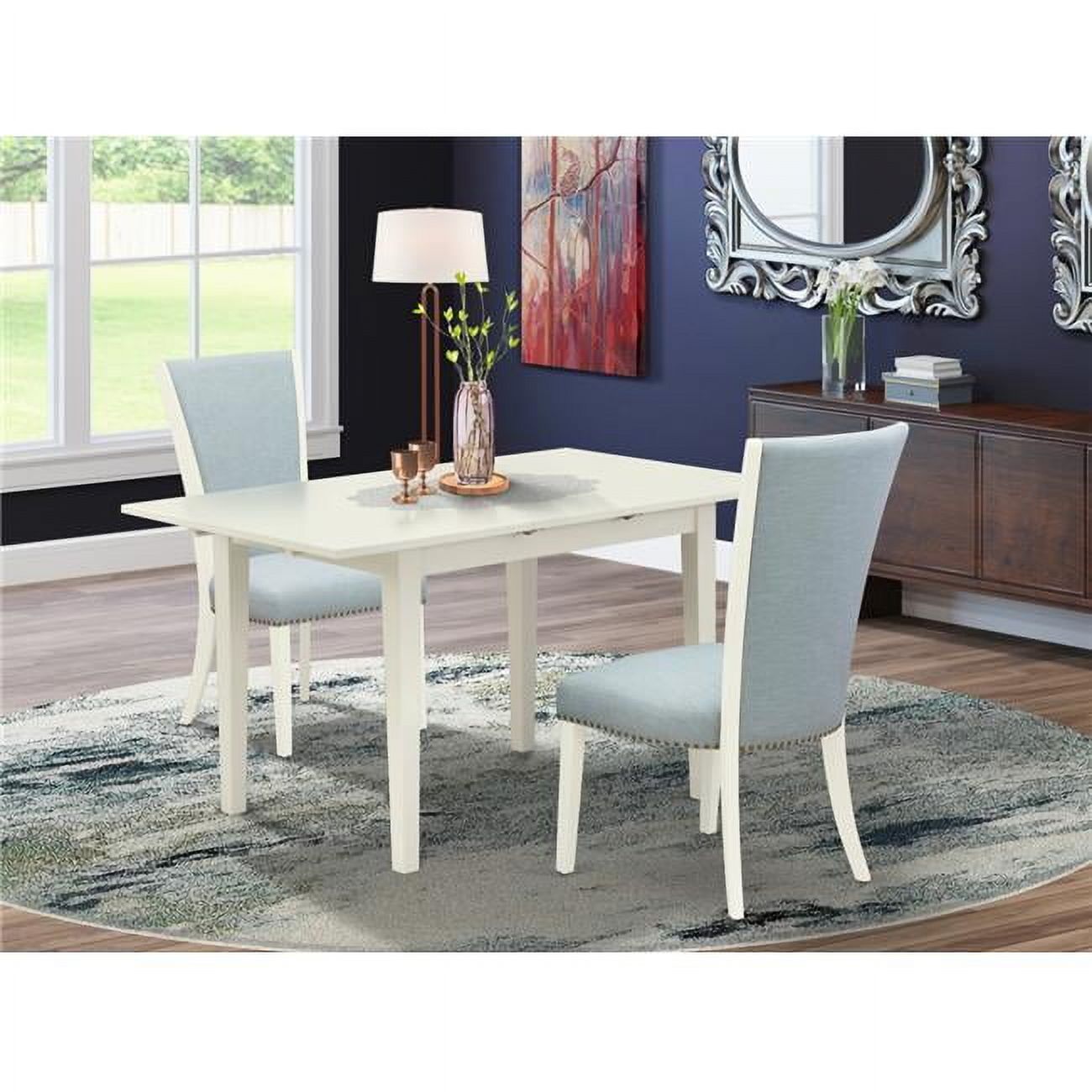 Norden Dining Table Set - Linen White & Baby Blue, Set of 2 - Walmart.com