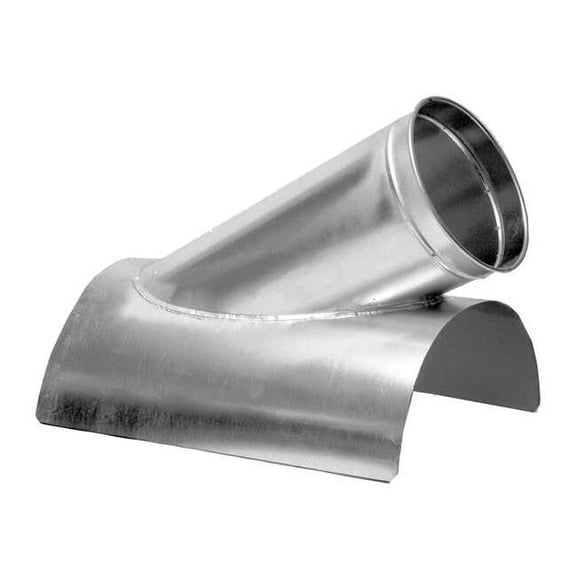 Round 6"dia 12"L 30 Degrees  GSteel In-Cut Branch, 6 in x 6 in Duct Dia, Galvanized Steel, 22 ga GA