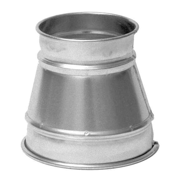 Round Duct Reducer, 10 in x 4 in Duct Dia, Galvanized Steel, 22 ga GA, 12" L