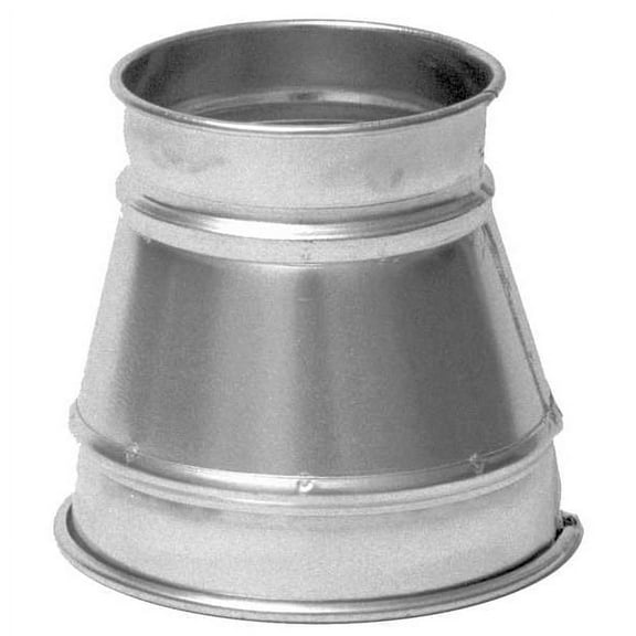 Round Duct Reducer, 8 in x 4 in Duct Dia, Galvanized Steel, 22 ga GA, 10" L