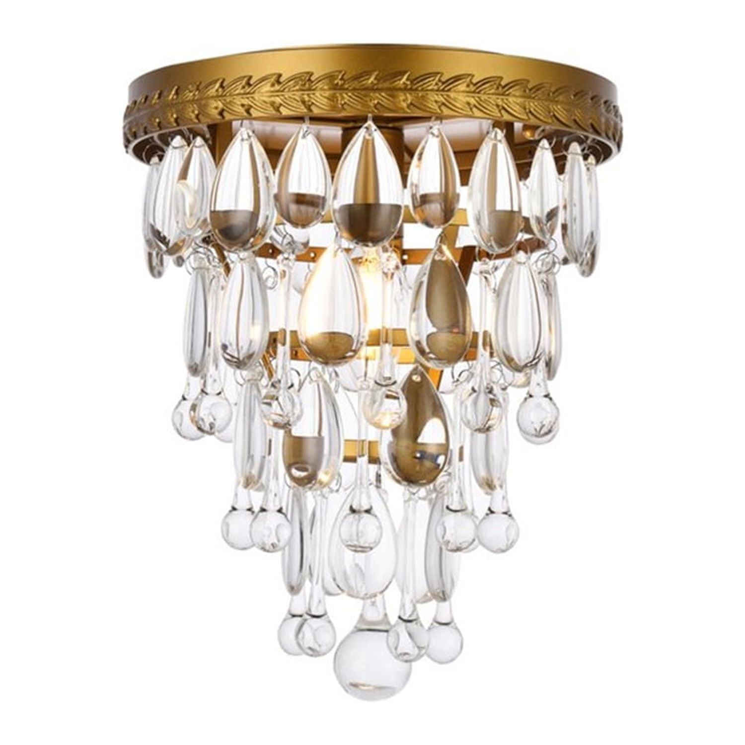 Nordic Brass and Crystal Flush Mount Light Fixture