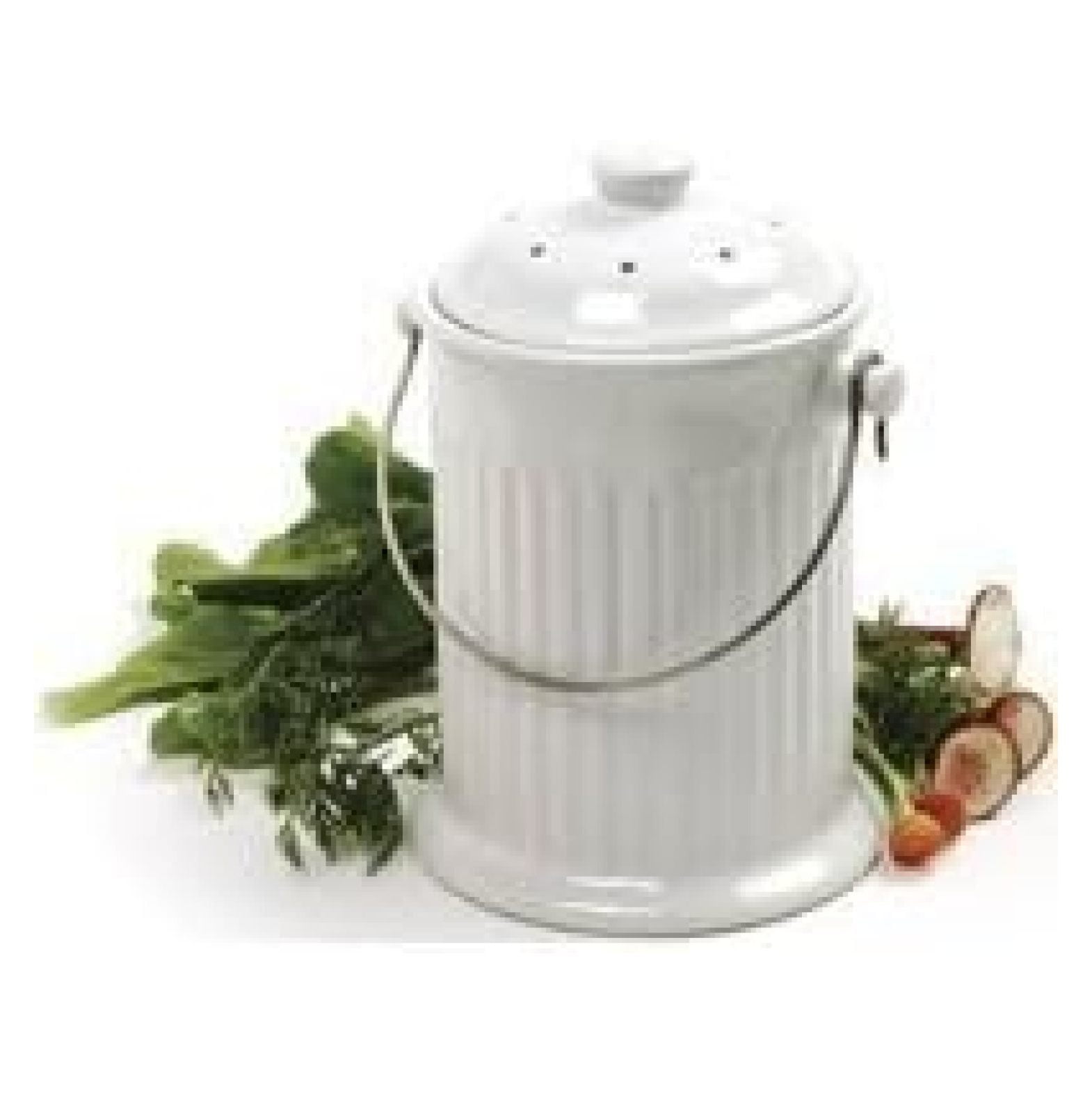 Nordic 8 in. W x 10-1/2 in. L White Compost Keeper for Kitchen ...