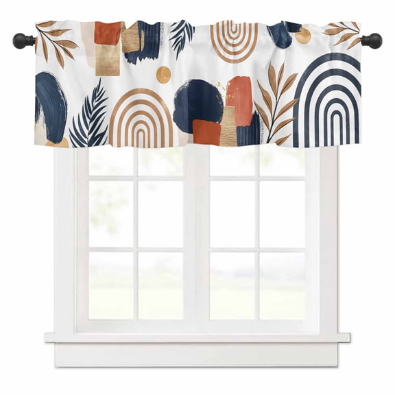 Nordic Abstract Leaves Arch Sun Curtain Valances,Small Window Treatment for Kitchen Living Room Bathroom Bedroom,42" x 18"