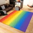 thumbnail image 1 of Nordic Abstract Rainbow Stripes Art Area Rug, Red Orange Yellow Green Blue Rug, Non-Slip Absorbent Easy Clean Thin Washable Carpet For Living Room Bedroom Kitchen Entryway Hallway 4x5ft, 1 of 6