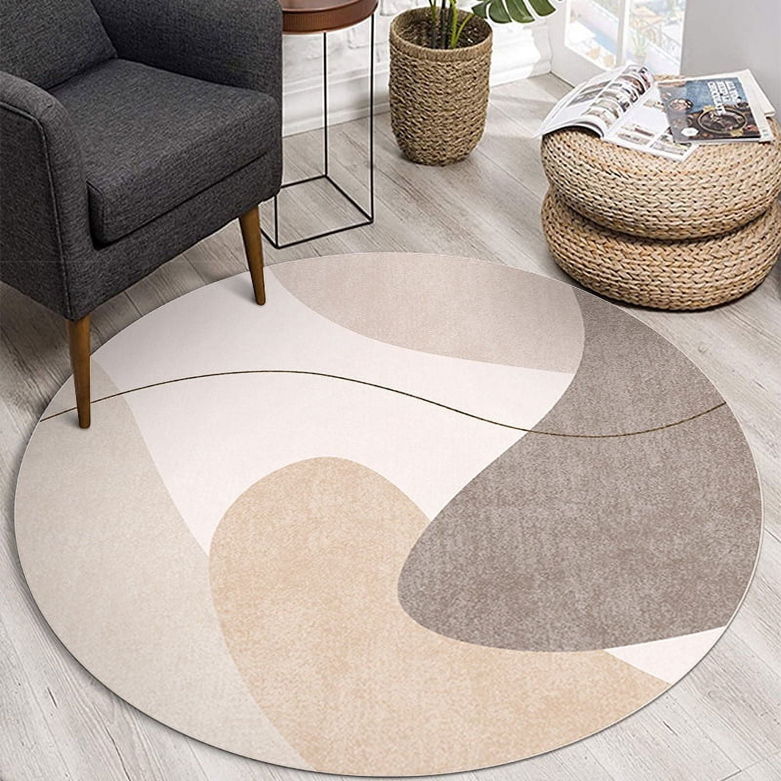 Nordic Abstract Style Round Floor Mat Moroccan Style Color Block Rugs ...