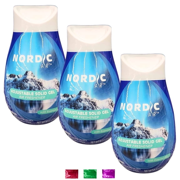 Nordic Adjustable Solid Gel Air Freshener Mountain Breeze Scent, Long-Lasting Fragrance Odor Eliminator for Room Closet Car Bathroom Bedroom Kitchen Office 8 Oz 3 Pack w/ Snoep in Beperkte Oplage