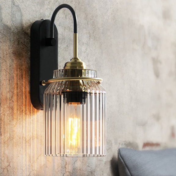 Nordic American Wall Sconce 85-165v Waterproof Clear Waves Glass Shade Decorative Lamp for Bedroom Liv Room Dining