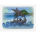 thumbnail image 1 of Nordic Bath Mat, Drekar Boat Vikings Ship Bearded Warrior with Axe Swirled Sea Waves Artwork, Non-Slip Plush Mat Bathroom Kitchen Laundry Room Decor, 29.5 X 17.5 Inches, Blue Black Green, Ambesonne, 1 of 2