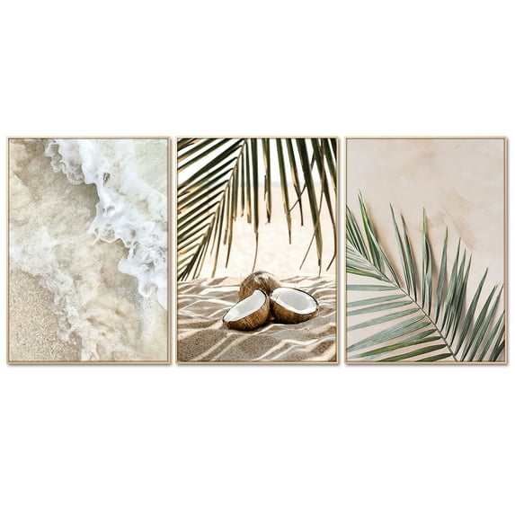 Nordic Beach Landscape Canvas Art Poster Modern Palm Sea Wave Coconut Print Wall Painting for Bedroom Living Room Decor Aesthetic