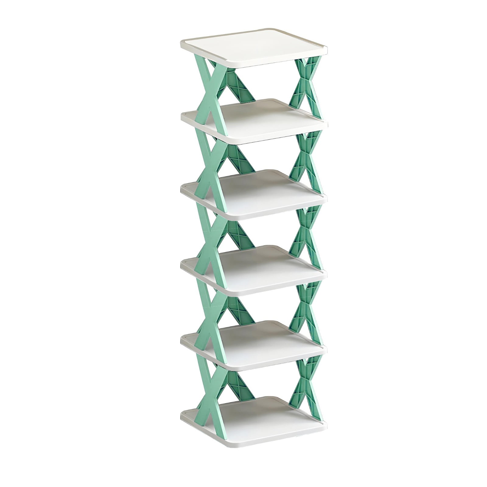 Picture Idea: Nordic Blue Compact Foldable Space Saving Shoe Rack Storage Organizer