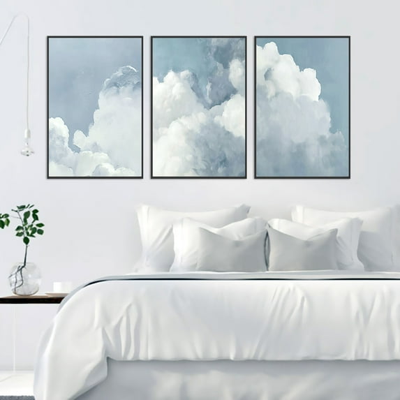 Nordic Blue Sky White Clouds Canvas Art Poster Minimalist Scandinavian Style Wall Painting Picture for Bedroom Living Room Decor