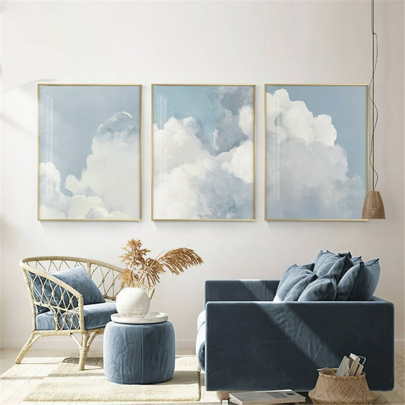 Nordic Blue Sky White Clouds Canvas Art Poster Minimalist Scandinavian Style Wall Painting Picture for Bedroom Living Room Decor
