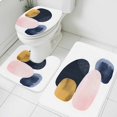 thumbnail image 1 of Nordic Boho Bathroom Rugs Set Pink Blue Gold Color Block Non Slip Absorbent Soft Bath Mats 3 Piece Set with Bathroom Rug, U-Shaped Floor Mat, Toilet Seat Cover Small Size, 1 of 9