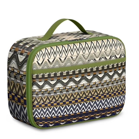 Nordic Boho Insulated Lunch Bag, Small Leakproof Lunch Tote with Portable Handle, Bohemian Style Design & Spacious Capacity, Perfect for School/Office
