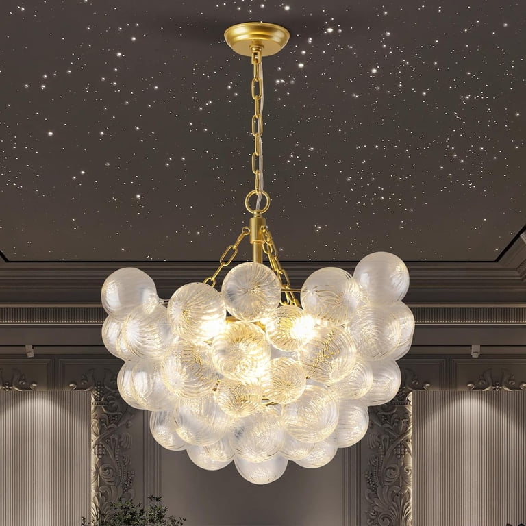 Nordic Bubble Ball Swirled Glass Chandelier with 8*G9 Bulbs, 3000K