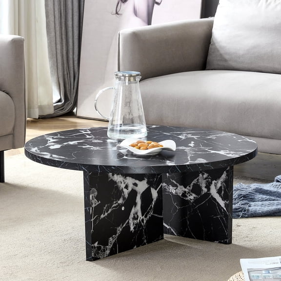 Nordic Charm Round Coffee Table | Display Decorations in Guest Room | High - Quality MDF Construction | Simple Assembly Process