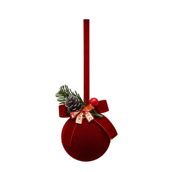 Nordic Christmas Bell Ornaments - Red Flocked Hanging Bells with Bow & Santa Design for Christmas Tree Decorations, Indoor Outdoor Festival Party Decor