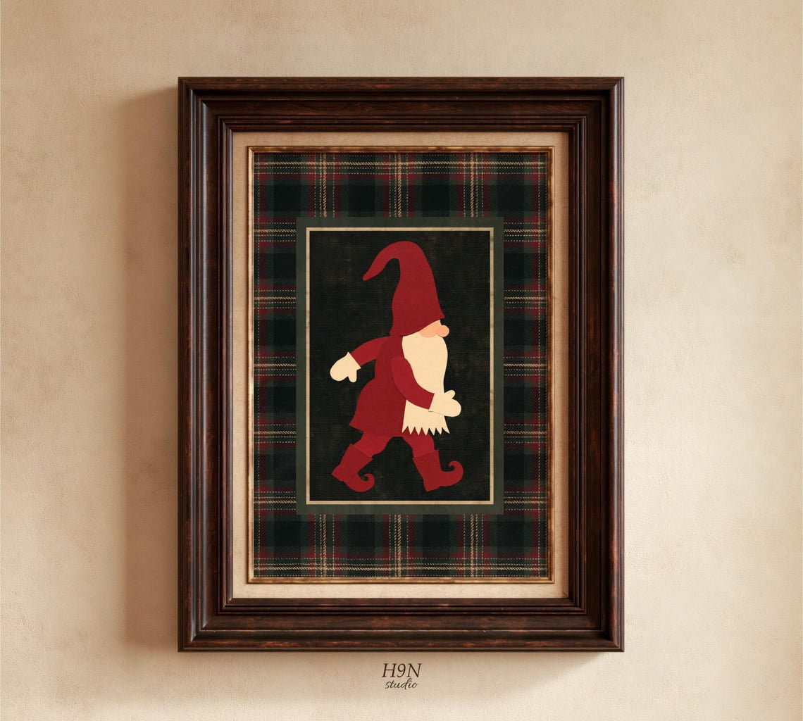 Nordic Christmas Gnome Wall Art Print, Paper Cut Style And Whimsical ...