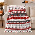 thumbnail image 1 of Nordic Christmas Village with Trees, Festive Fair Isle Style for Holiday Lovers, Cozy Red Grey Snow Scene, Flannel Blanket for Family Room and Cabin, Christmas Gift and Winter Home Decor, 1 of 9