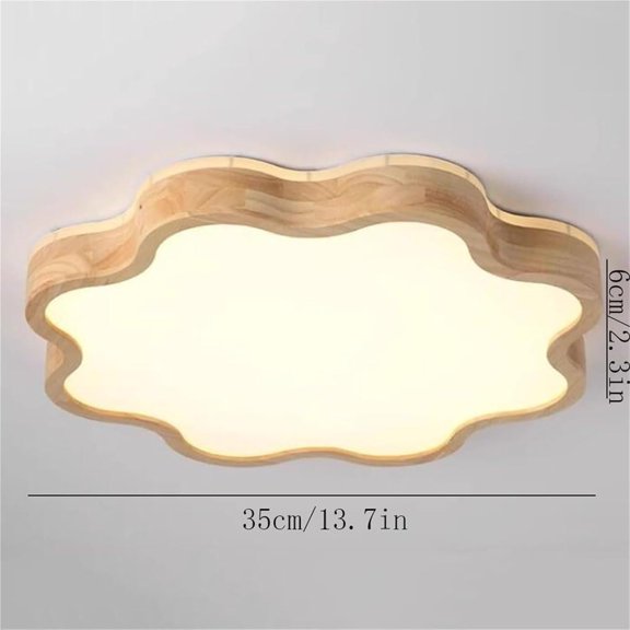 Nordic Cloud Shaped LED Flush Mount Ceiling Light Fixture, Natural Wood Frame with Acrylic Shade, Dimmable Tri Color Overhead Lighting for Bedroom Kitchen Kids Room Nursery$$Tools & Hardware Other