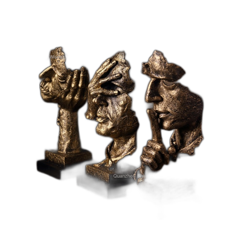 Nordic Creative Silence Is Gold Abstract Sculpture HalfFaced Man