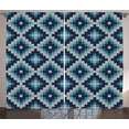 thumbnail image 1 of Ambesonne Nordic Curtains 2 Panel Set, Fair Isle Style Ethnic, 108" x 96", Pale Blue Navy Blue, 1 of 3