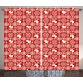 thumbnail image 1 of Ambesonne Nordic Curtains 2 Panel Set, Northern Reindeers Flora, 108" x 90", Red Beige, 1 of 3