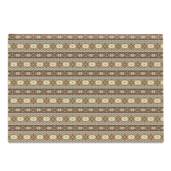Nordic Cutting Board, Northern Style Traditional Pattern with Scandinavian Vintage Art, Decorative Tempered Glass Cutting and Serving Board, Large Size, Pale Caramel Sand Brown, by Ambesonne