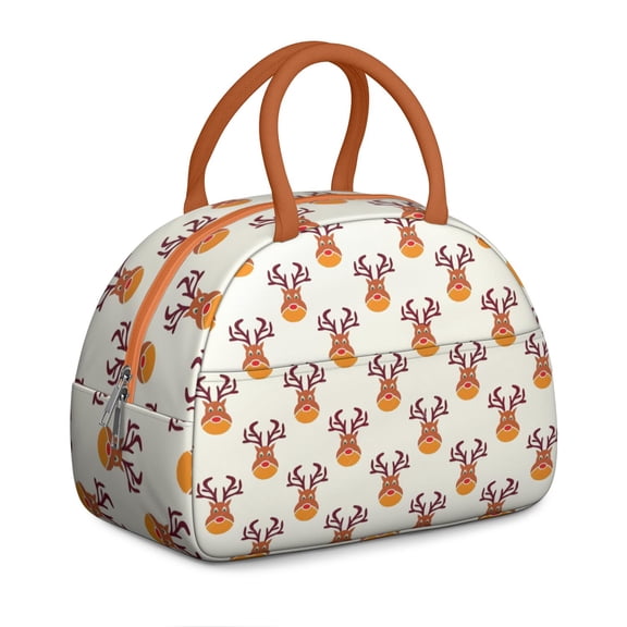 Nordic Deer Hunting Lunch Bag – Vintage Rustic Design with Cartoon Buck & Artistic Stripes, Insulated & Leakproof for Work, Picnics & Travel