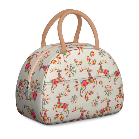 Nordic Deer Lunch Bag – Wild Buck Head & Forest Scene with Geometric Ethnic Elements, Perfect for Hunting & Nature Lovers