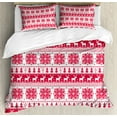 thumbnail image 1 of Nordic Duvet Cover Set Queen Size, Christmas Pattern with Artistic Nature Inspirations Scandinavian Culture Retro, Decorative 3 Piece Bedding Set with 2 Pillow Shams, Hot Pink White, by Ambesonne, 1 of 3