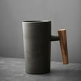thumbnail image 1 of Nordic Earth Mugs, 10fl.oz Hand Made Ceramic Coffee Mug Retro Ceramic Coffee Mug with Wooden Handle, Rust Glaze Tea Milk Beer Mug for Office Home, Leodye Back to School Season Clearance Special Offers, 1 of 2