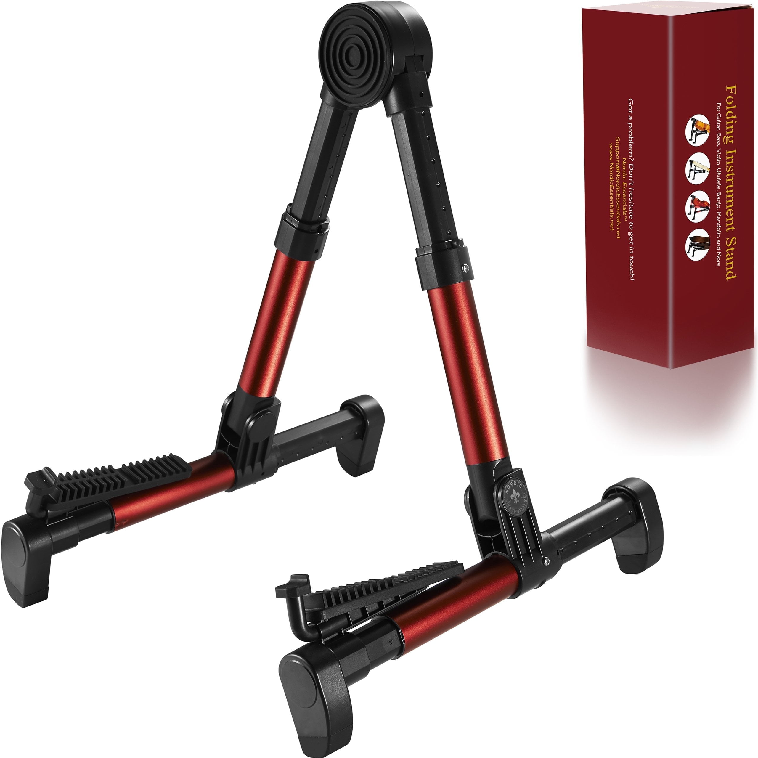 Nordic Essentials Guitar Stand for Acoustic/Electric/Classical Guitars and Violin, Ukulele, Bass, Banjo - Folding, Portable and Lightweight - for Concert & Travel