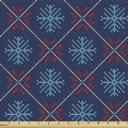 thumbnail image 1 of Ambesonne Nordic Fabric by the Yard Upholstery, Vintage Snowflake Motifs, 3 Yards, Blue Beige Scarlet, 1 of 4