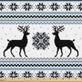 thumbnail image 1 of Ambesonne Nordic Fabric by the Yard Upholstery, Zigzag Reindeer and Snow, 3 Yards, Black White Sky Blue, 1 of 4