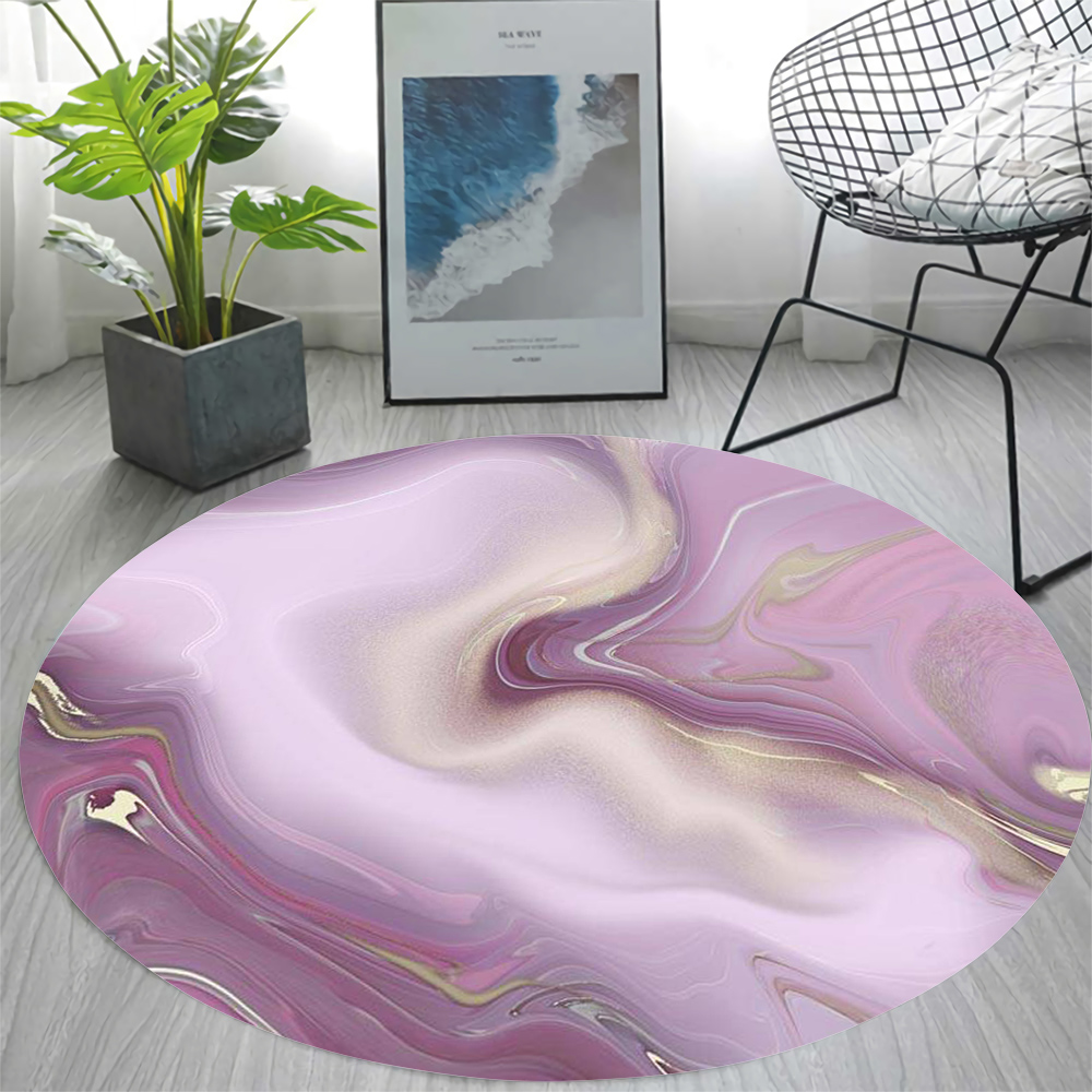 Nordic Fashion Flannel Round Carpet Minimalist Ink Texture 3D Printed ...