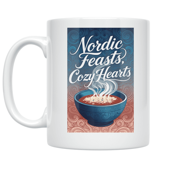 Nordic Feasts Cozy Hearts - Scandinavian Cuisine Lover - 11 oz Ceramic Coffee Mug