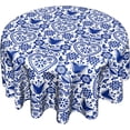 thumbnail image 1 of Nordic Folk Art Round Table Cloth,Abstract Retro Flowers Tablecloths Waterproof Stain-Resistant Oil-Proof Wrinkle 60 Inch Table Cover Dinner Kitchen Decor, 1 of 6