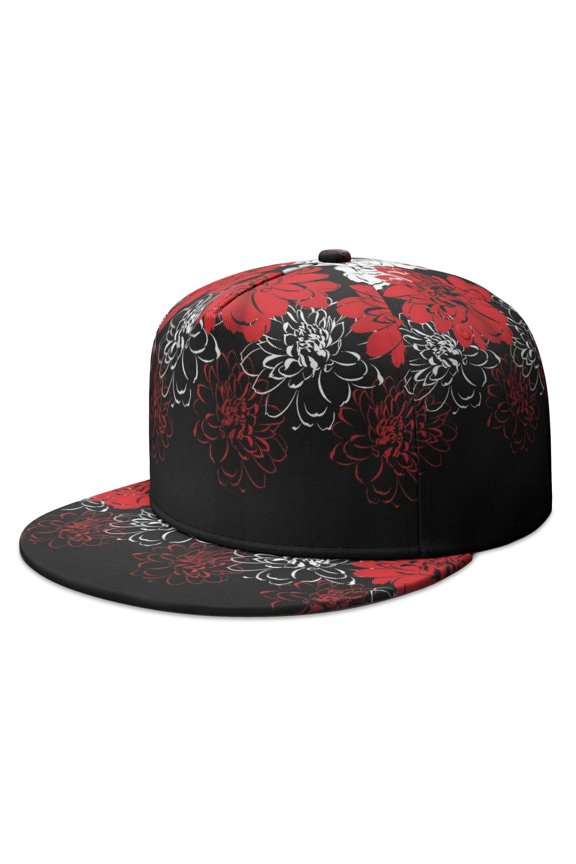 Nordic Folk Baseball Cap – Flat Brim, Adjustable, Tribal Print, Unisex for Outdoor Activities & Streetwear