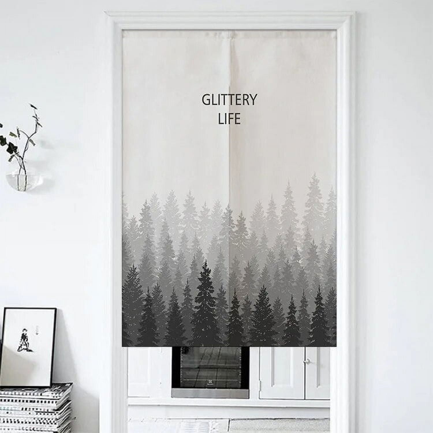 Nordic Forest Lake Door Curtains Living Room Bedroom Shuttered Curtain ...