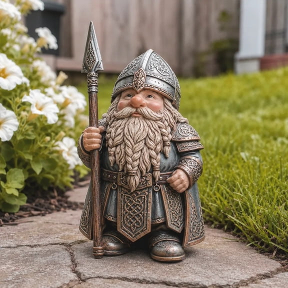 Nordic Garden Viking Dwarf Resin Ornament Outdoor Decor Sculpture, Viking Gnome Resin Figurine with Norse Cultural Aesthetics for Garden, Whimsical Yard Patio Accent & Gift for Viking Culture Lovers