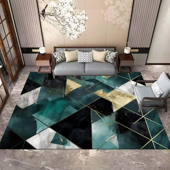 Nordic Geometric Green Carpets Living Room 160x200 Luxury Home ration Bedroom Area Rug Washable Study Sofa Non-slip Soft Mat