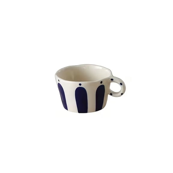 Nordic Geometric Striped Ceramic Mug - Hand-Painted Coffee and Tea Cup with Comfortable Round Handle for Home Decor