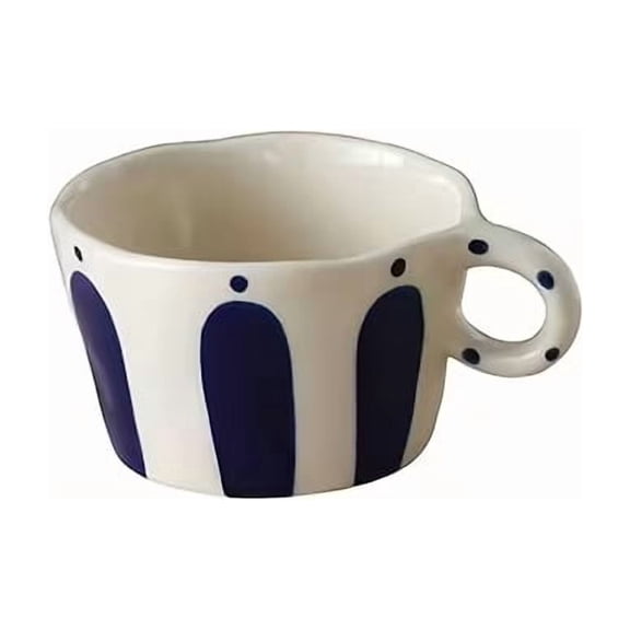 Nordic Geometric Striped Ceramic Mug - Hand-Painted Coffee and Tea Cup with Comfortable Round Handle for Stylish Home Decor
