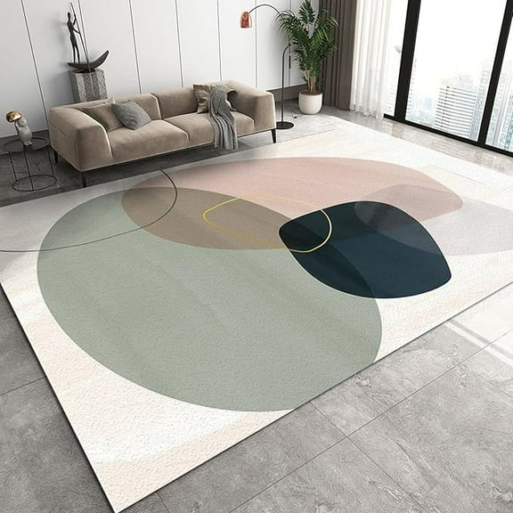 Nordic Geometry Children Rug, Pink Navy Blue Green Area Rug For Living Room, Non-Slip Washable Easy Clean Durable Foldable Nursery Carpet For Bedroom Entryway Hallway Office 2 x 3ft