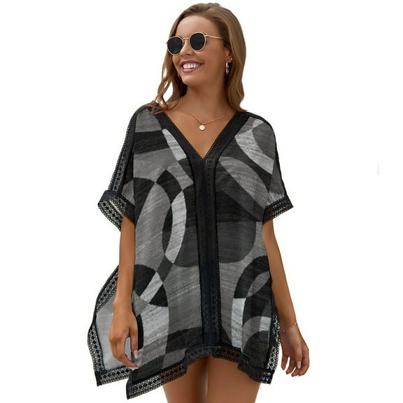 Nordic Geometry Printed Women's Swimsuit Cover Up Summer Swimsuit Dress