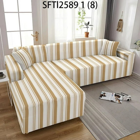 Nordic Geometry Sofa Bed Cover Simple Stripe Corner Sofa Cover Line Corner Covers for Sofa 1-4 Seat Home Elastic Sofa Covers